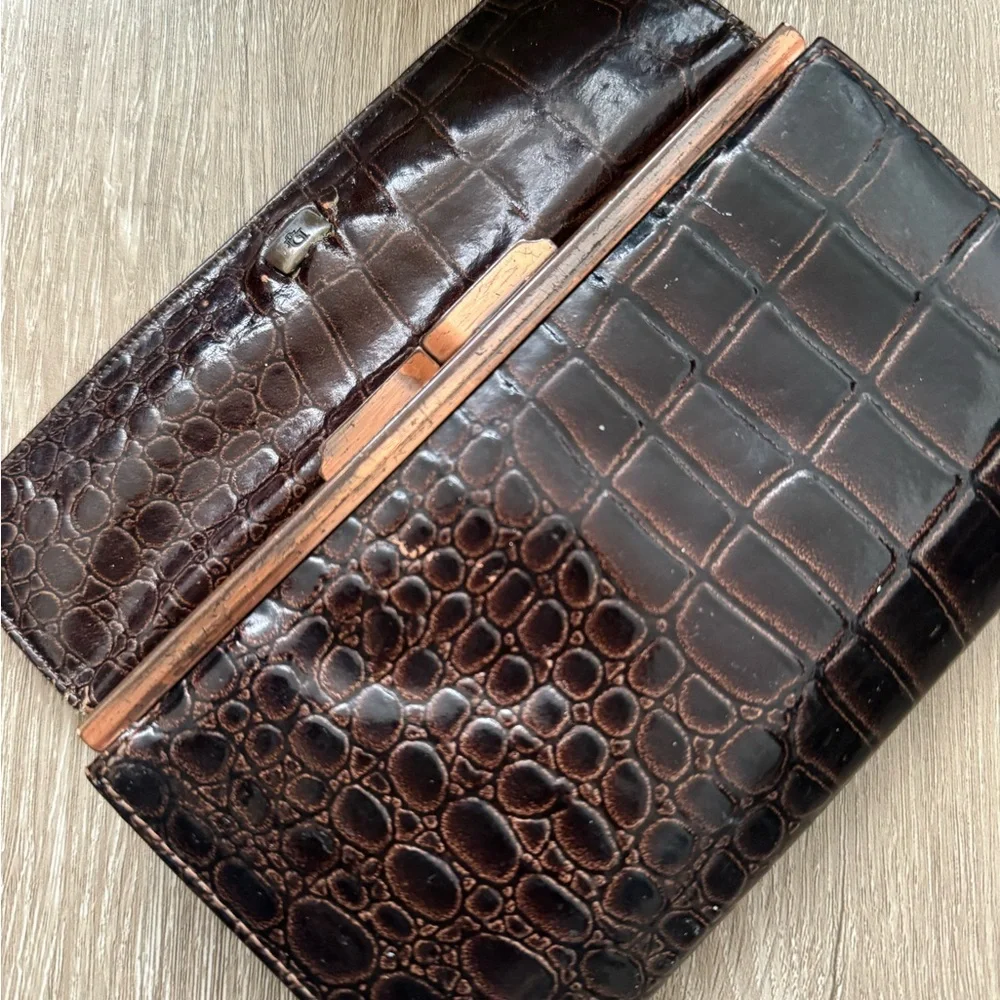 Vintage Dior Wallet, Embossed Leather, Crocodile 1960’s